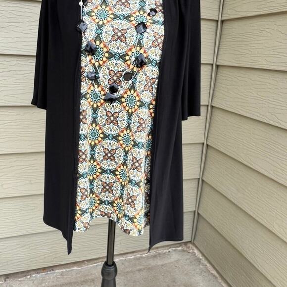 Star Vixen black cardigan with attached multicolor top, women's size M - Picture 3 of 6